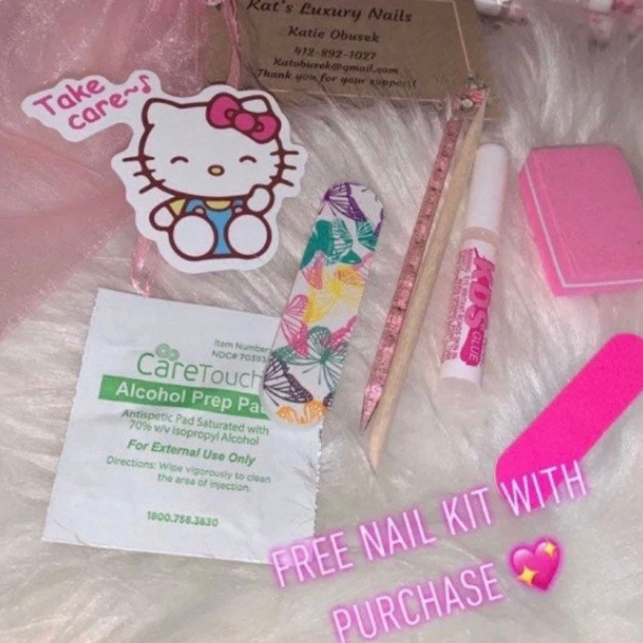 Y2K White French Tips Pink Acrylic Press On Nails & Bling