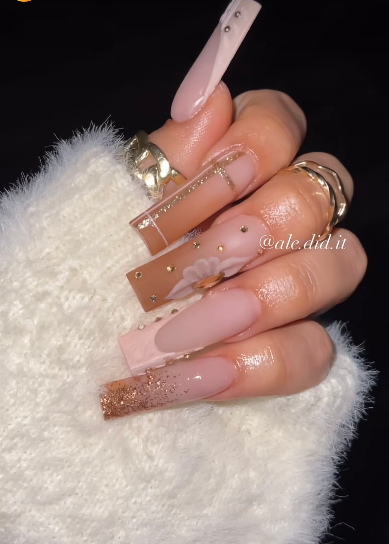 Acrylic French Tips Fall Brown Matte Sweater Press On Nails