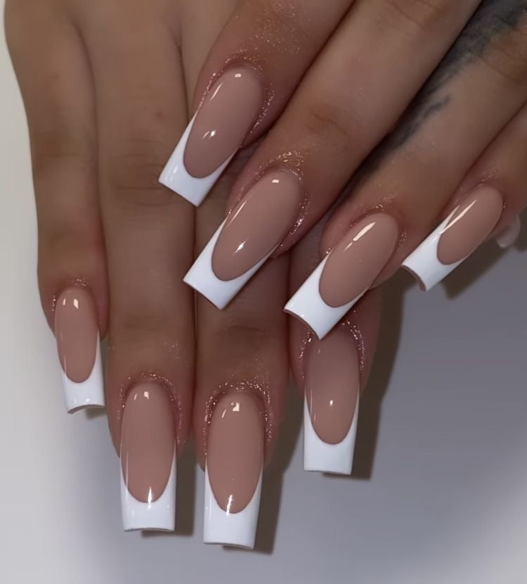 Acrylic Luxury Simple Classic White French Tips Press On Nails