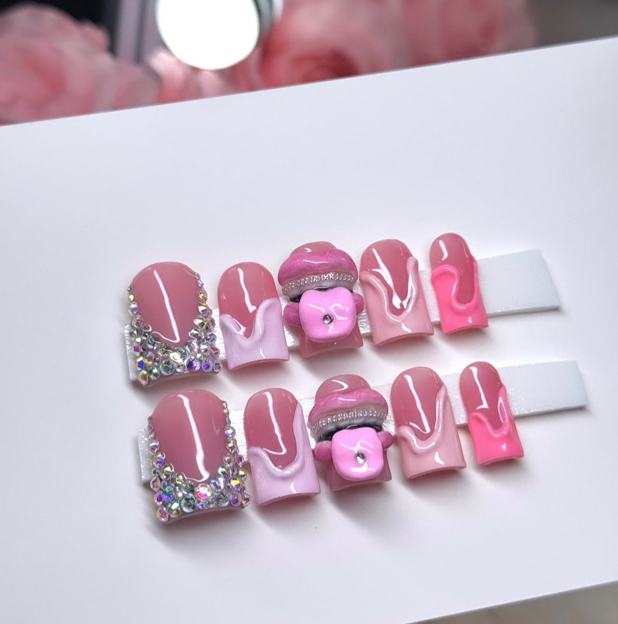 Y2K Sculpted Baddie Acrylic Press On Nails 3D Mouth Lips Tongue