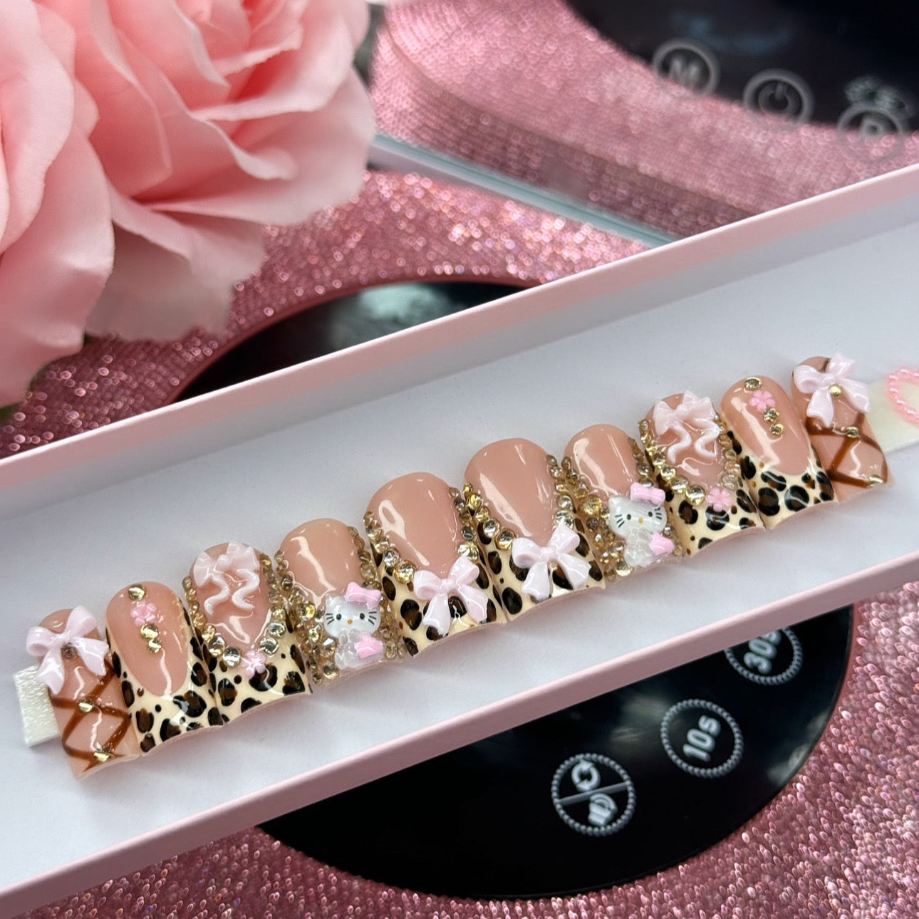 Luxury Baddie Press On Nails Acrylic French Tips & Bling