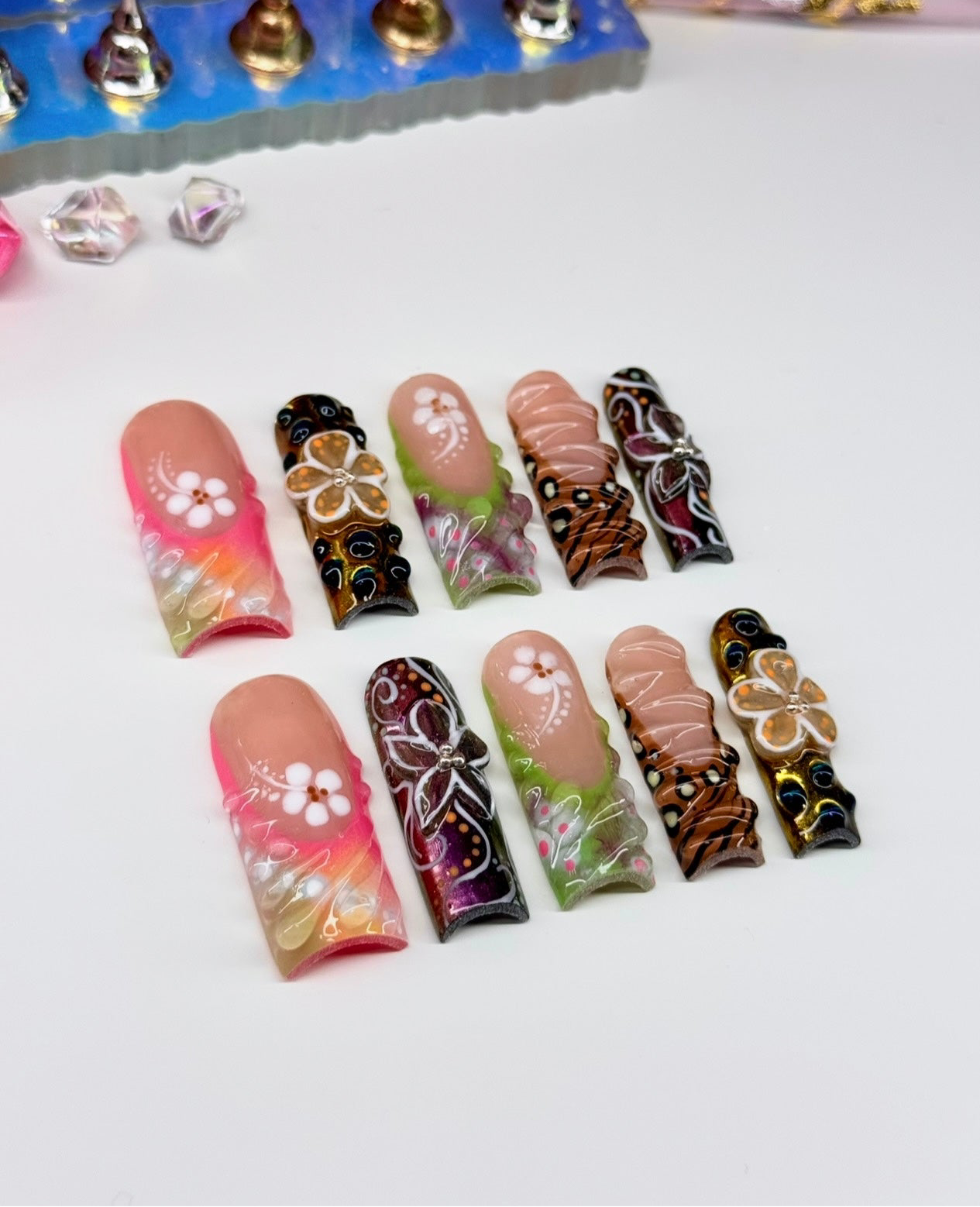 Baddie Acrylic 3D Sculpted Floral Press On Nails