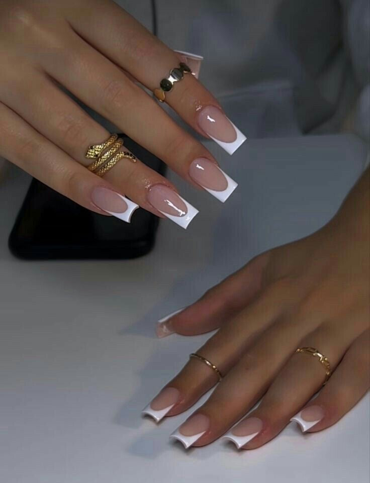Acrylic Luxury Simple Classic White French Tips Press On Nails