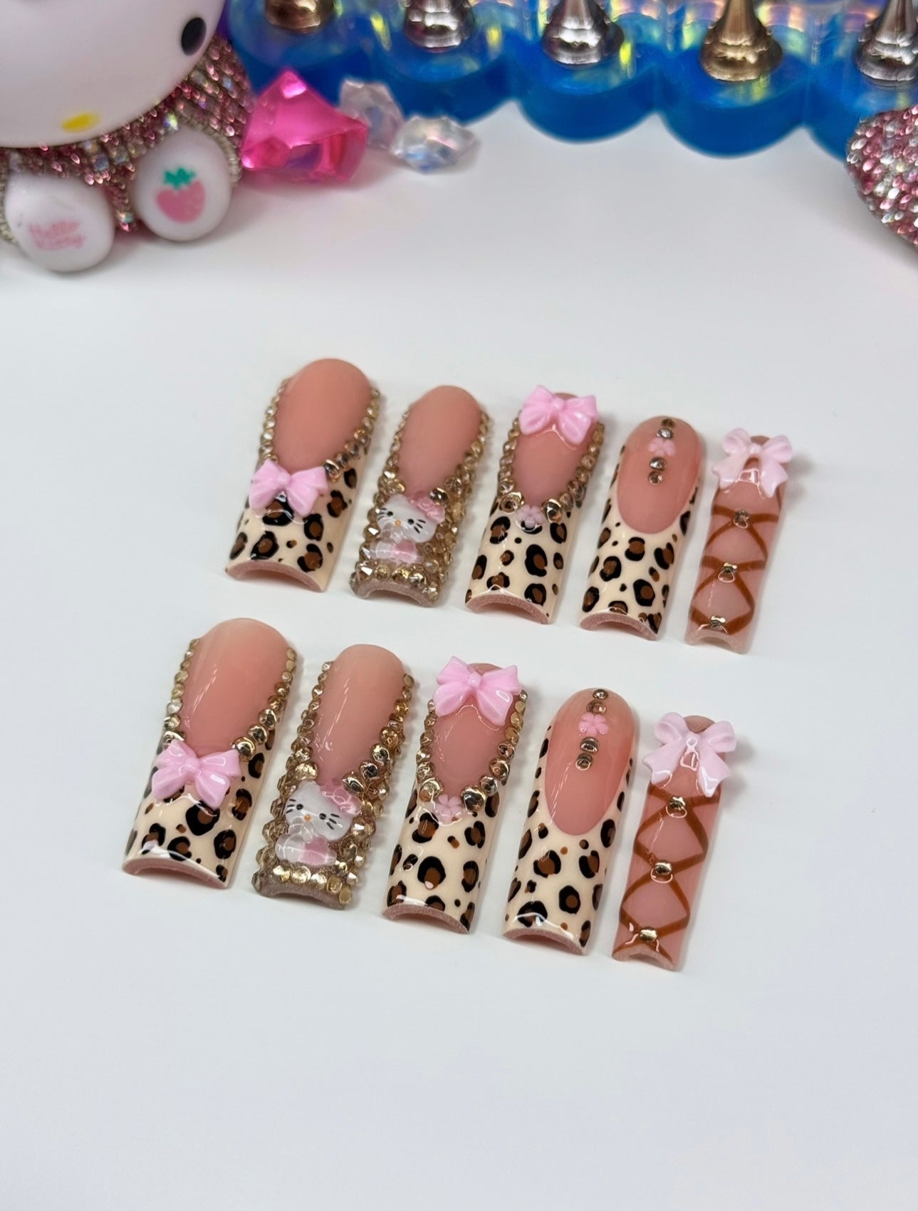 Acrylic Luxury Cute Baddie Press On Nails Leopard/Cheetah