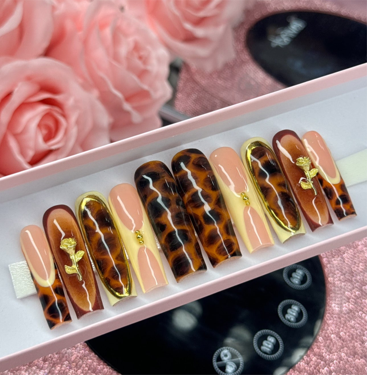 Acrylic Baddie Tortoise/Turtle Shell Press On Nails