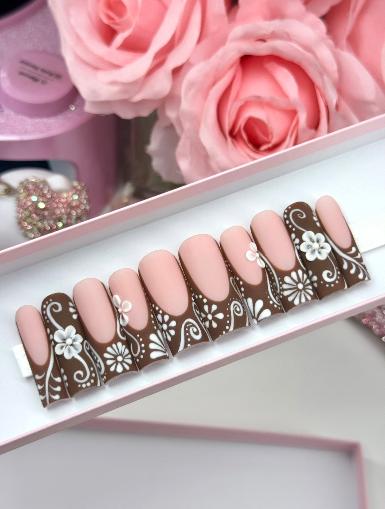 Acrylic Baddie Brown Elegant Fall/Autumn Press On Nails