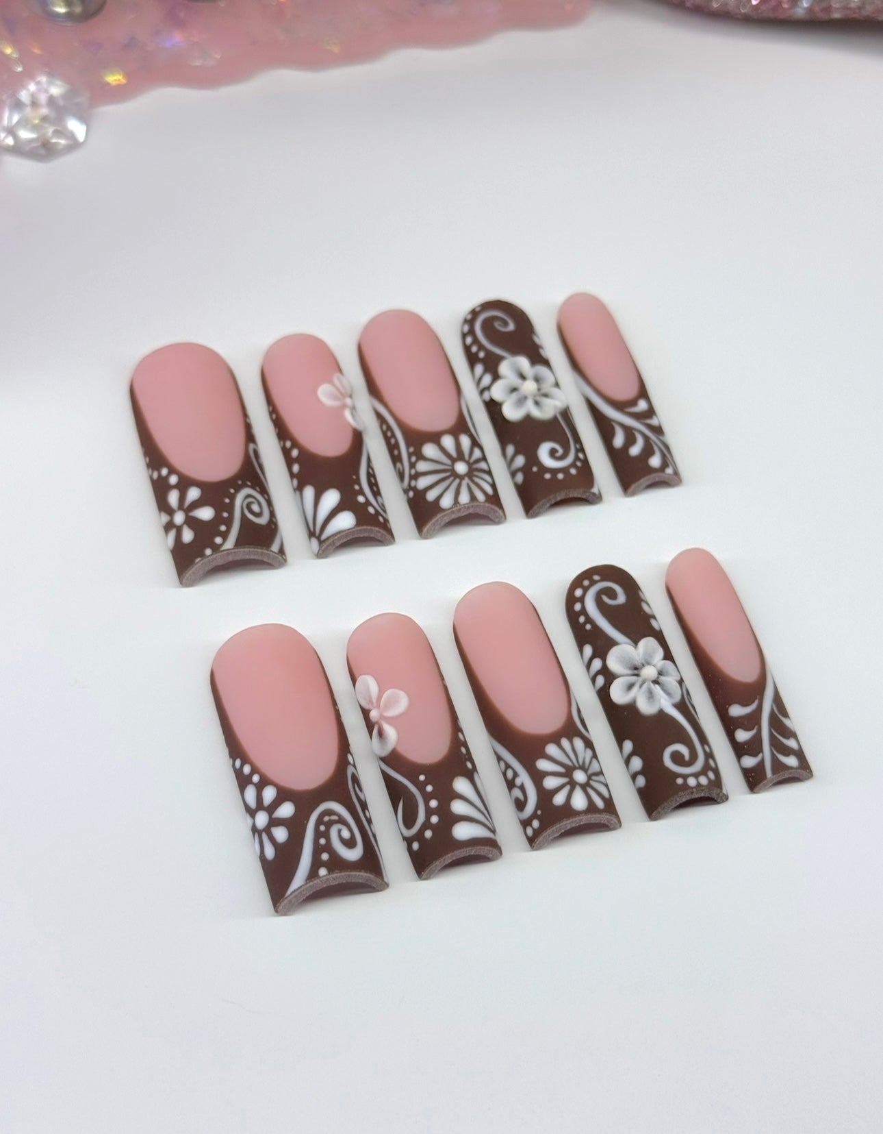 Acrylic Baddie Brown Elegant Fall/Autumn Press On Nails