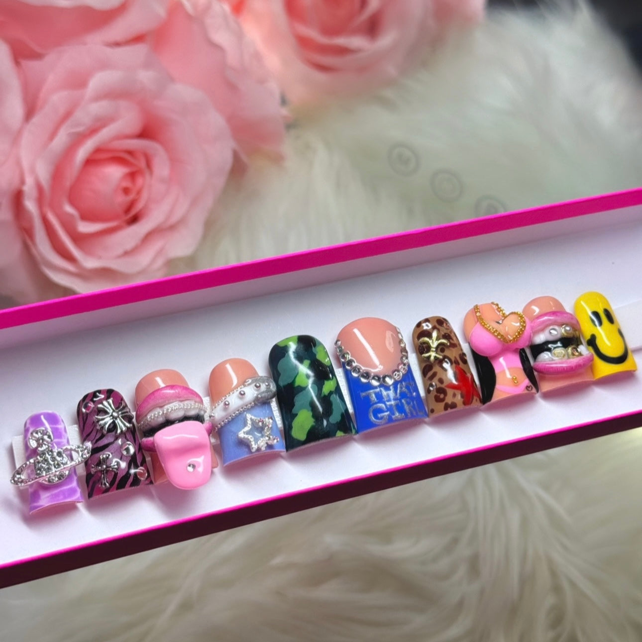 Y2K Pretty Press On Nails 3D Mouth Body Lips Tongue