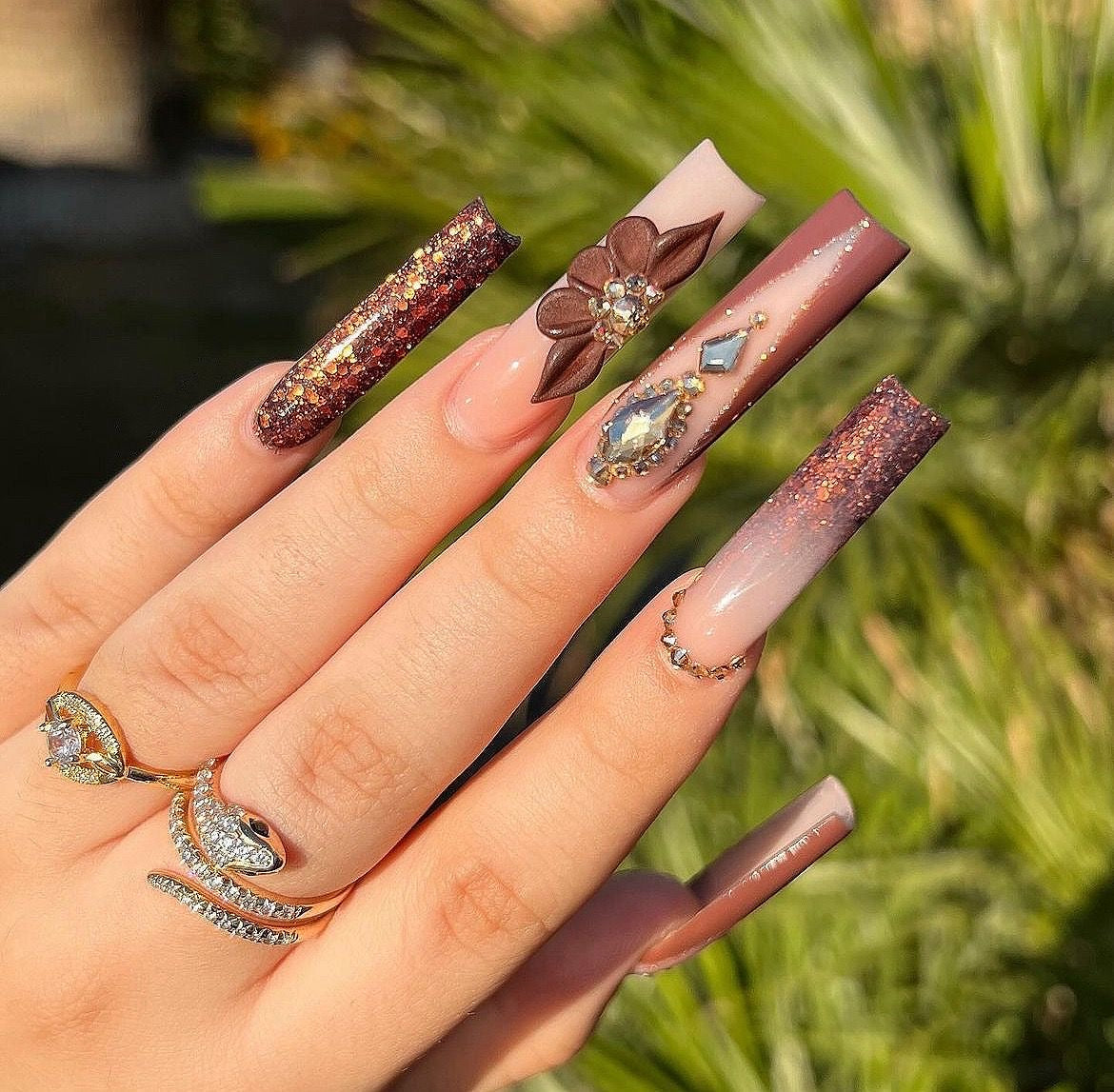 Acrylic Cute Fall Press On Nails Brown French Tips