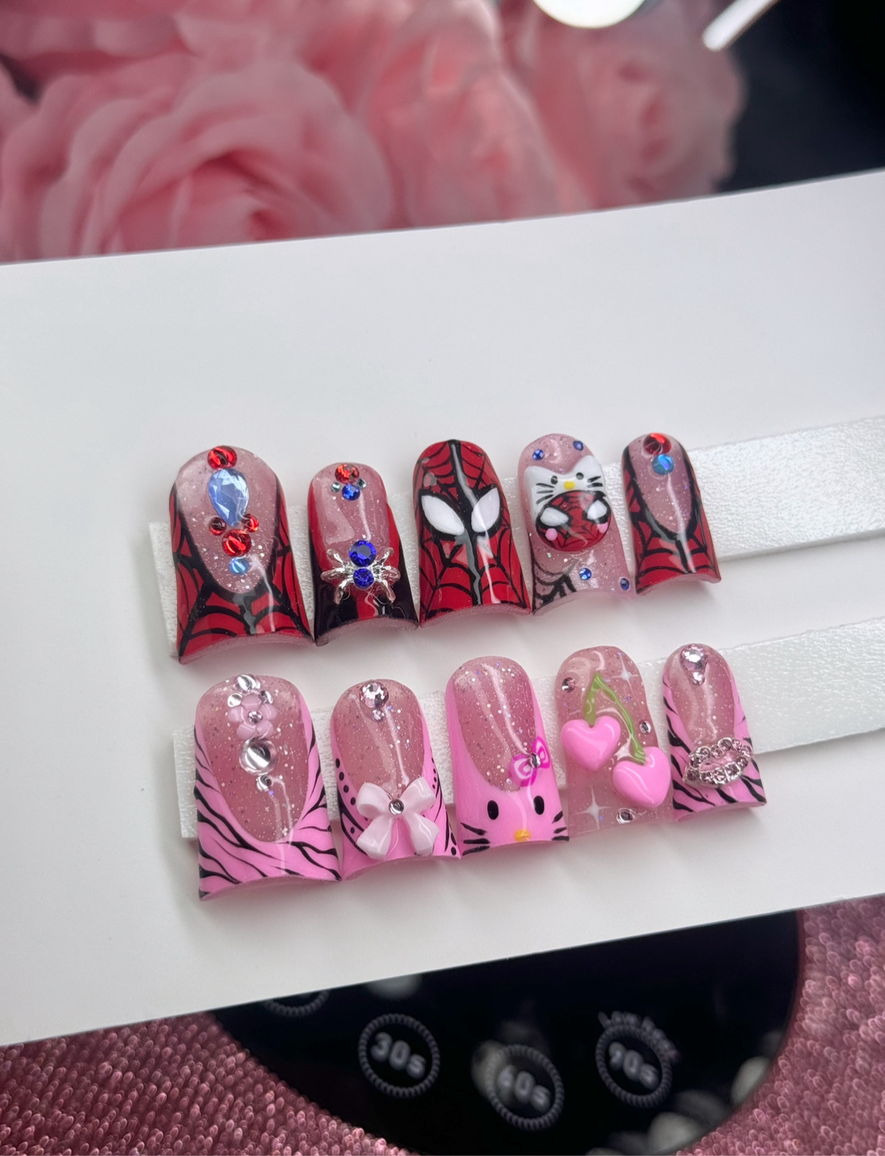 Y2k Pretty Press On Nails 3D Spider Kawaii Acrylic