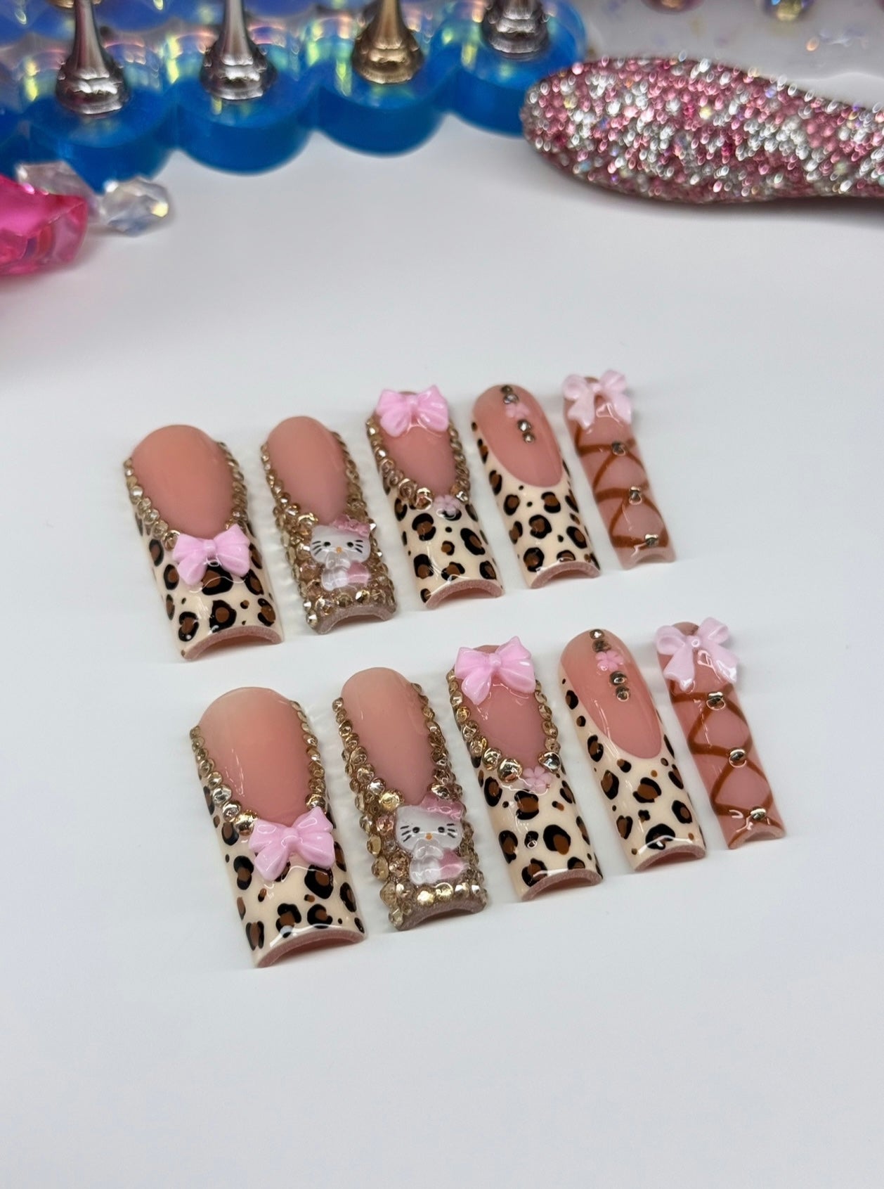 Acrylic Luxury Cute Baddie Press On Nails Leopard/Cheetah