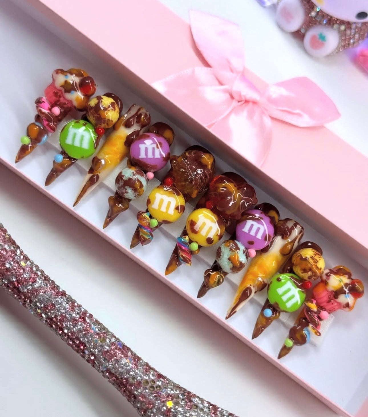 Y2K Luxury M&M 3D Acrylic Candy Press On Nails