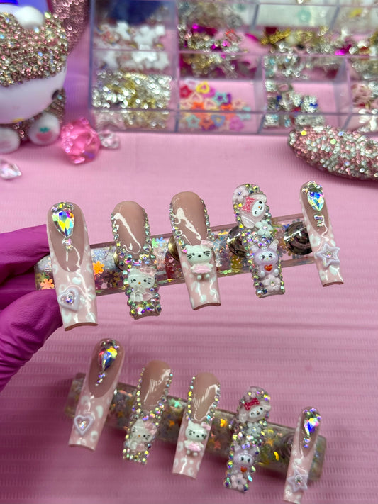 Y2K Sanrio Kawaii Acrylic Press On Nails With Bling
