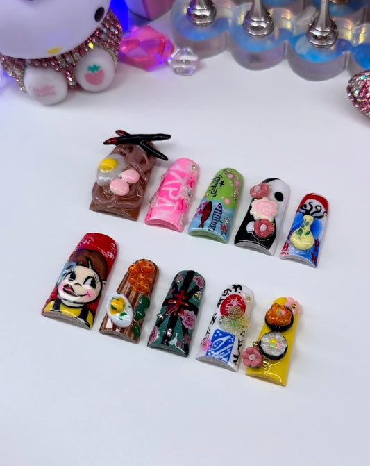 Acrylic Food 3D Tokyo Inspired Press On Nails