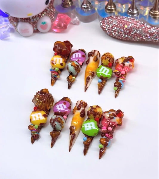 Y2K Luxury M&M 3D Acrylic Candy Press On Nails