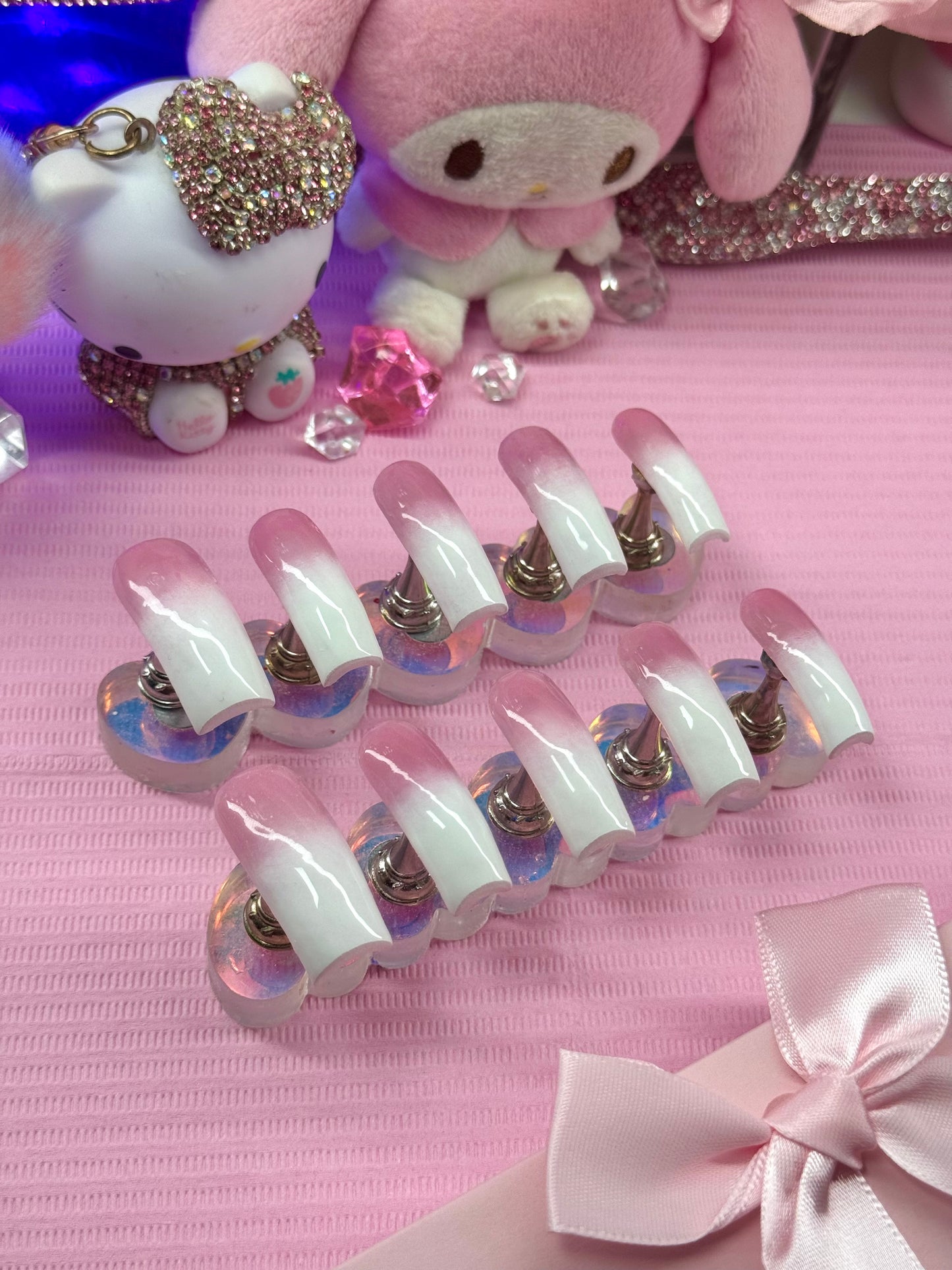 Acrylic Baddie Gorgeous Ombre Pink To White Nails