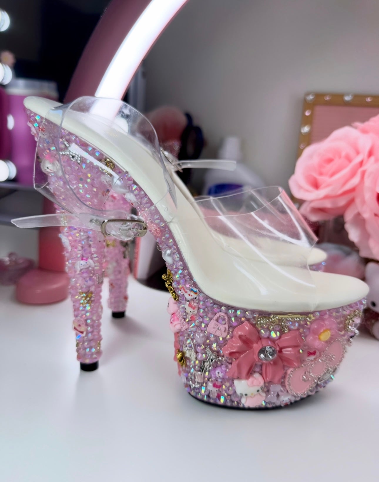 Luxury Custom Bling Pink Kawaii High Heel Pleasers