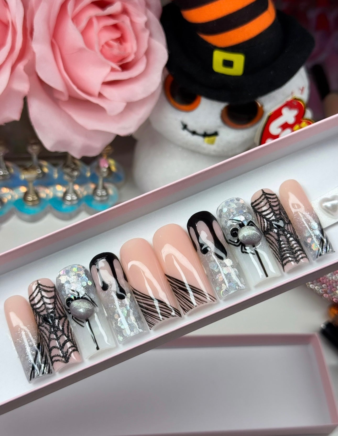 Acrylic Cute Baddie Halloween Cat Eye Spiders & Webs