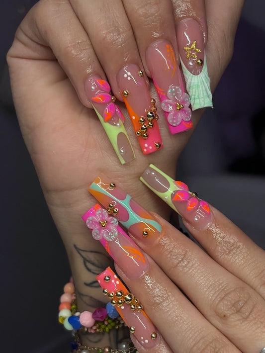 Acrylic Baddie Spring 3D Colorful Press On Nails