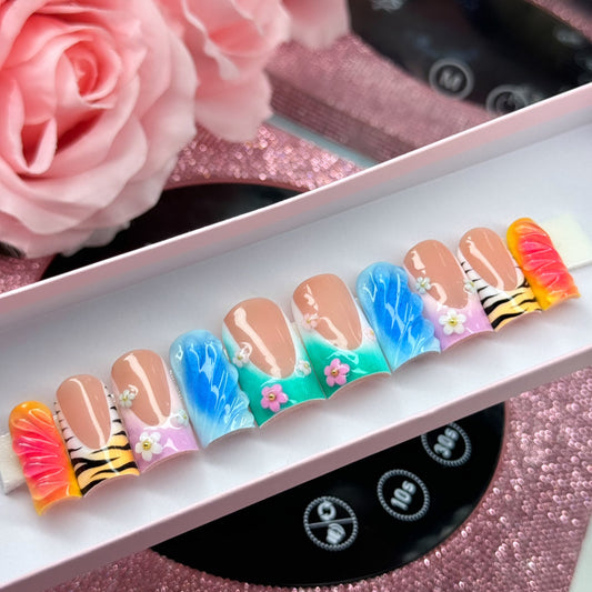 Colorful Baddie 3D Acrylic Press On Nails