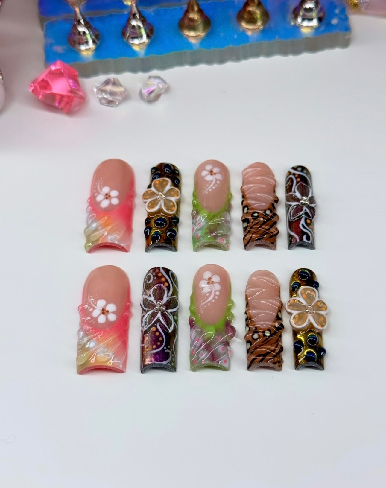 Baddie Acrylic 3D Sculpted Floral Press On Nails