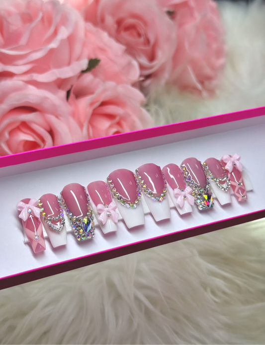 Y2K Acrylic Baddie Bling Coquette Press On Nails