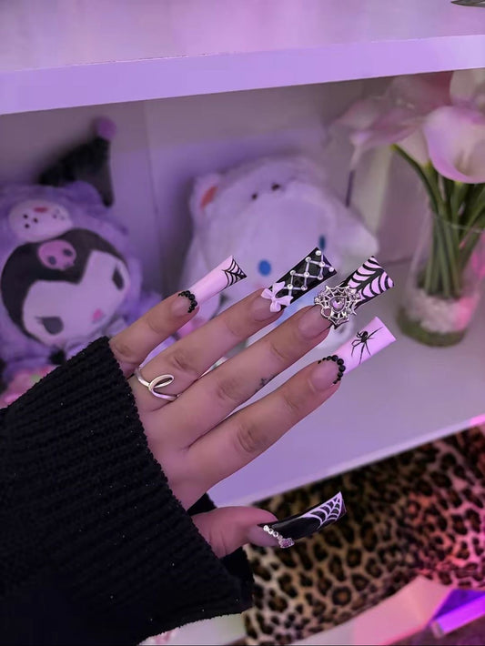 Acrylic Cute Y2K Fall Pink Halloween Autumn Press On Nails