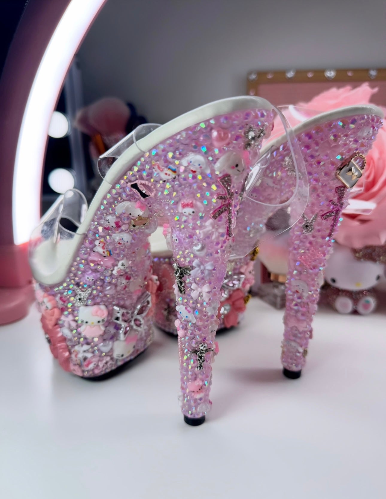 Luxury Custom Bling Pink Kawaii High Heel Pleasers