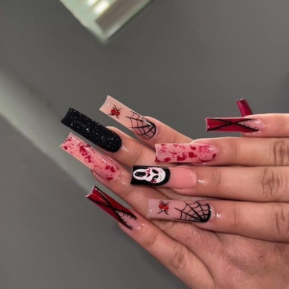 Acrylic Fall & Halloween Spooky Ghostface Press On Nails