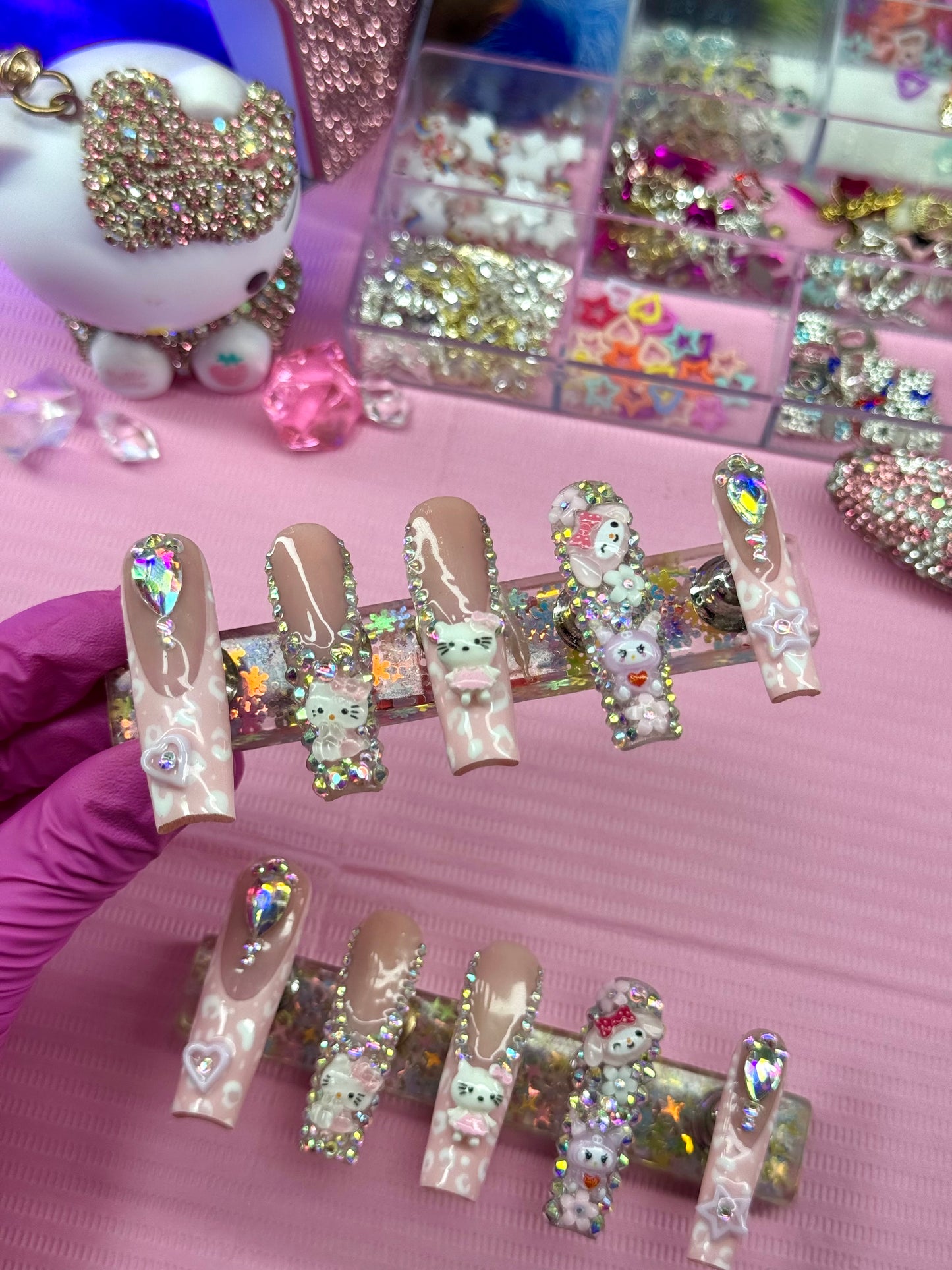 Y2K Sanrio Kawaii Acrylic Press On Nails With Bling