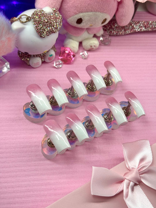 Acrylic Baddie Gorgeous Ombre Pink To White Nails