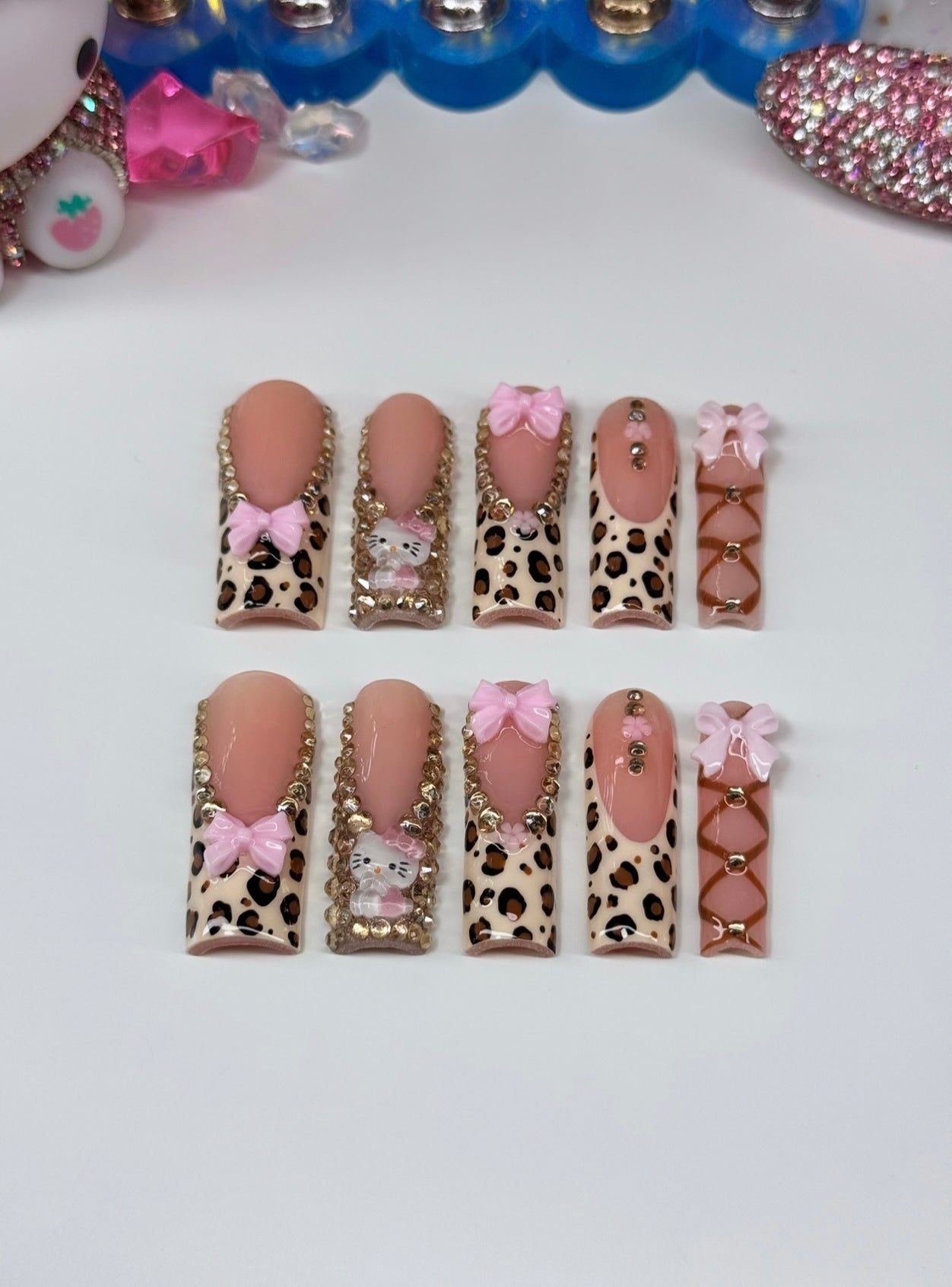 Acrylic Luxury Cute Baddie Press On Nails Leopard/Cheetah