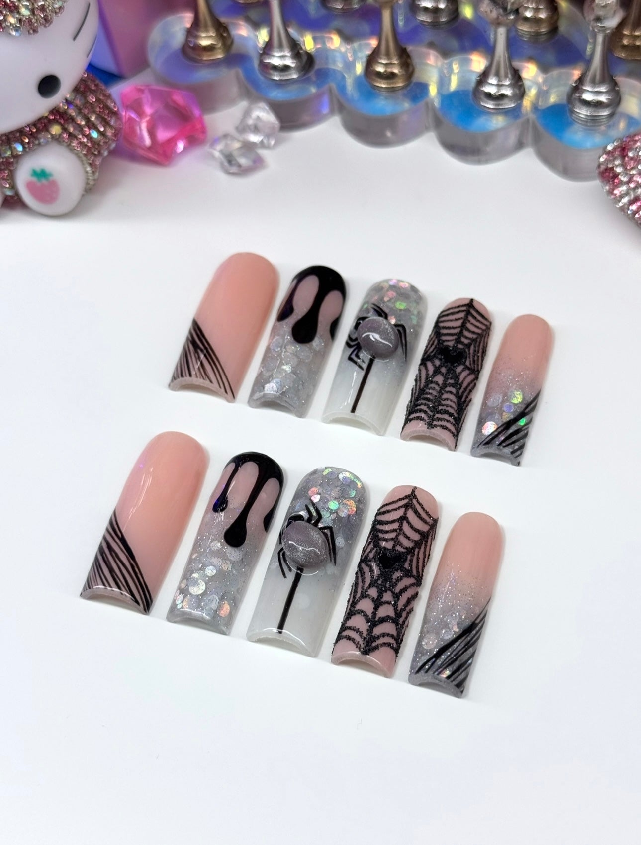 Acrylic Cute Baddie Halloween Cat Eye Spiders & Webs