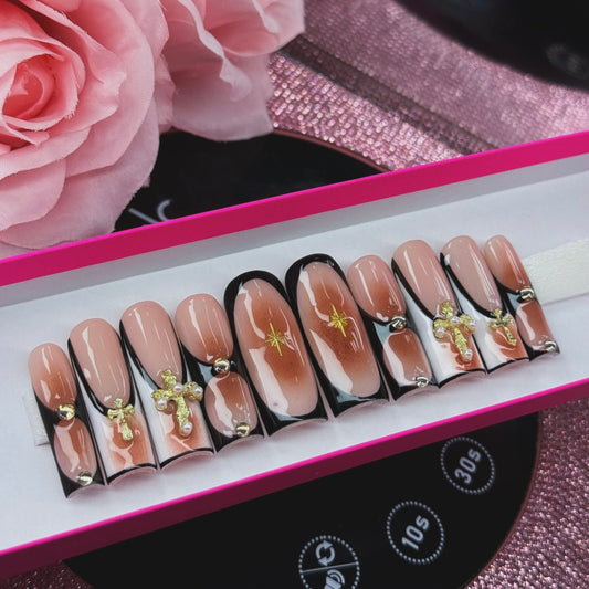 Acrylic Press On Nails Pretty Brown French Tips