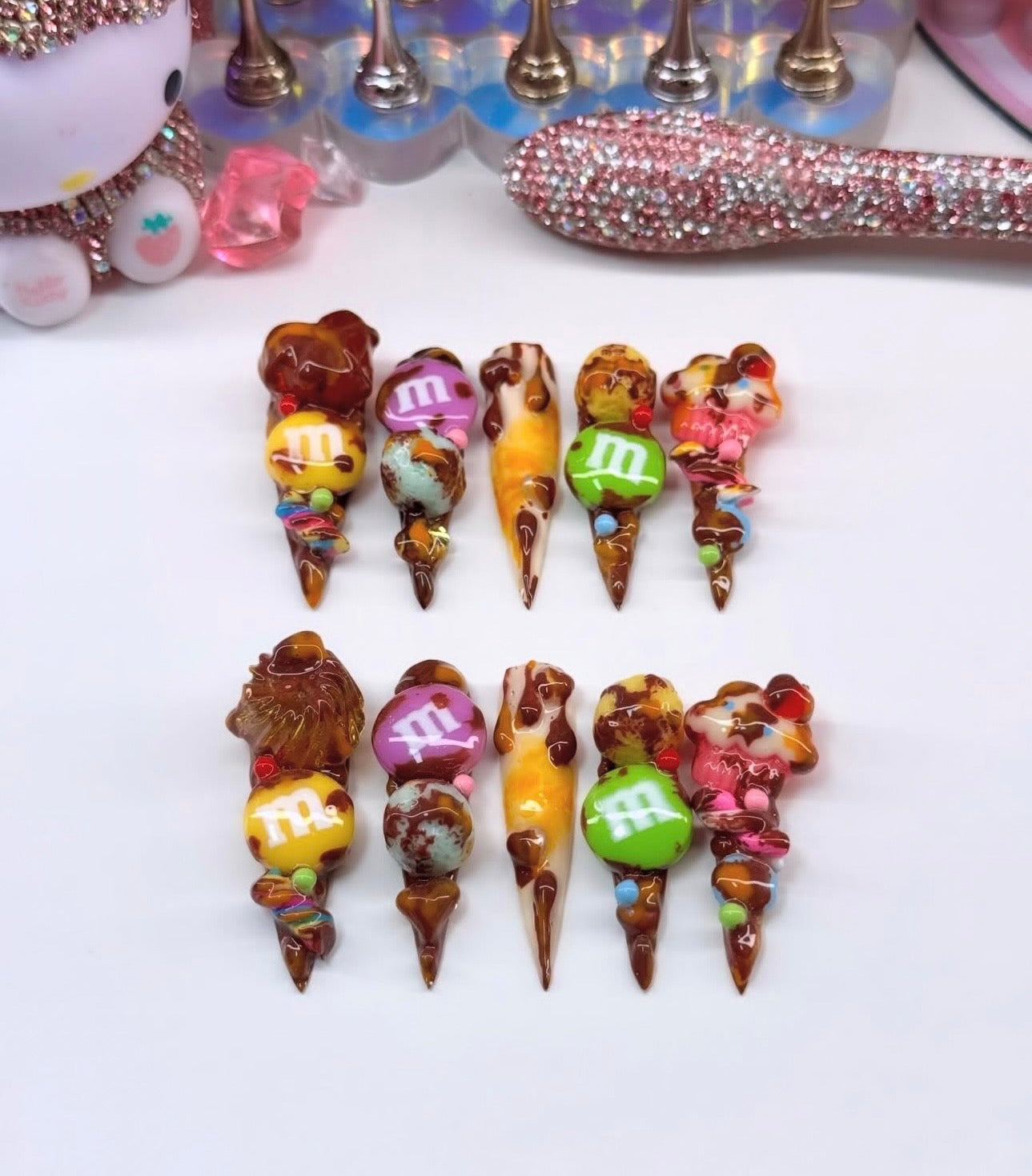 Y2K Luxury M&M 3D Acrylic Candy Press On Nails