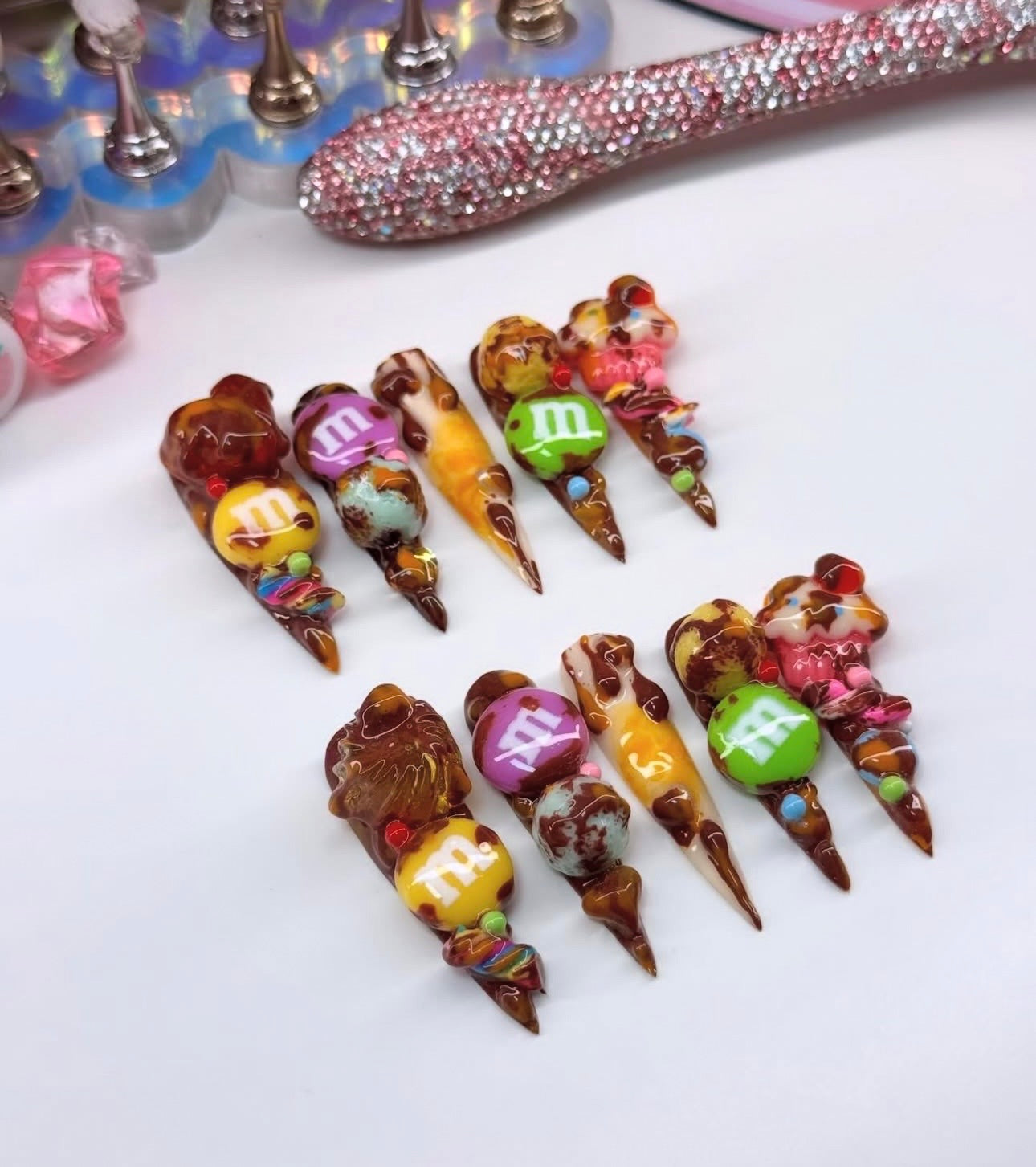 Y2K Luxury M&M 3D Acrylic Candy Press On Nails