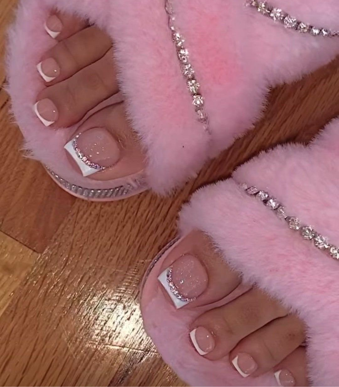 Toe Acrylic Press On Luxury Nails White French Tips 22pc