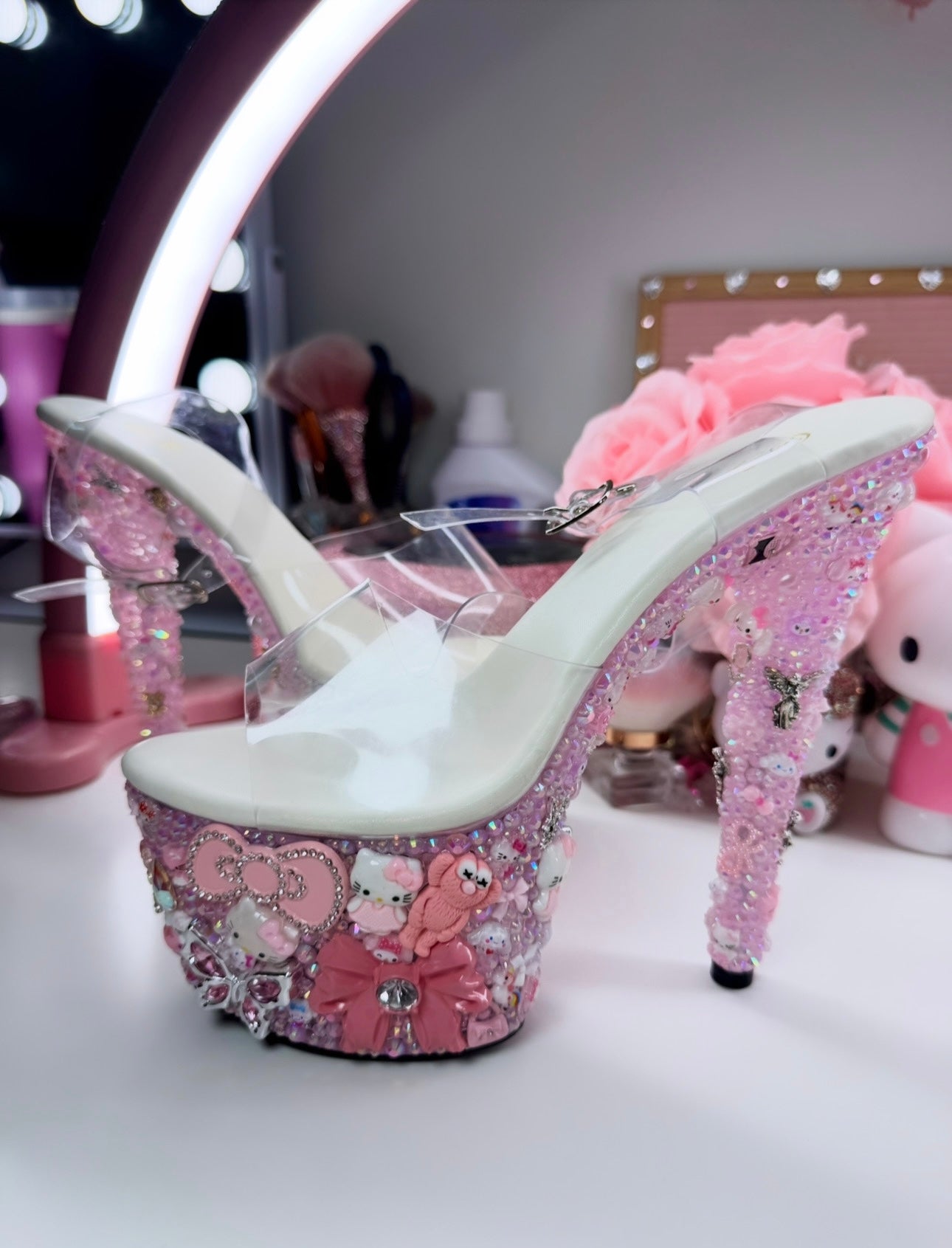 Luxury Custom Bling Pink Kawaii High Heel Pleasers