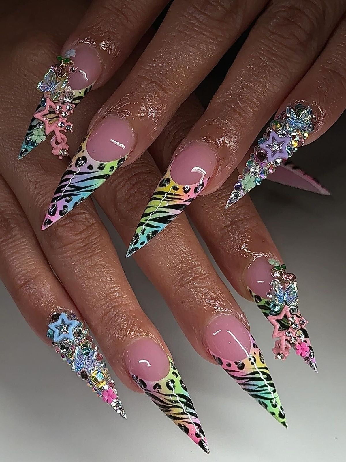 Acrylic Baddie Junkie & Colorful Summer Press On Nails