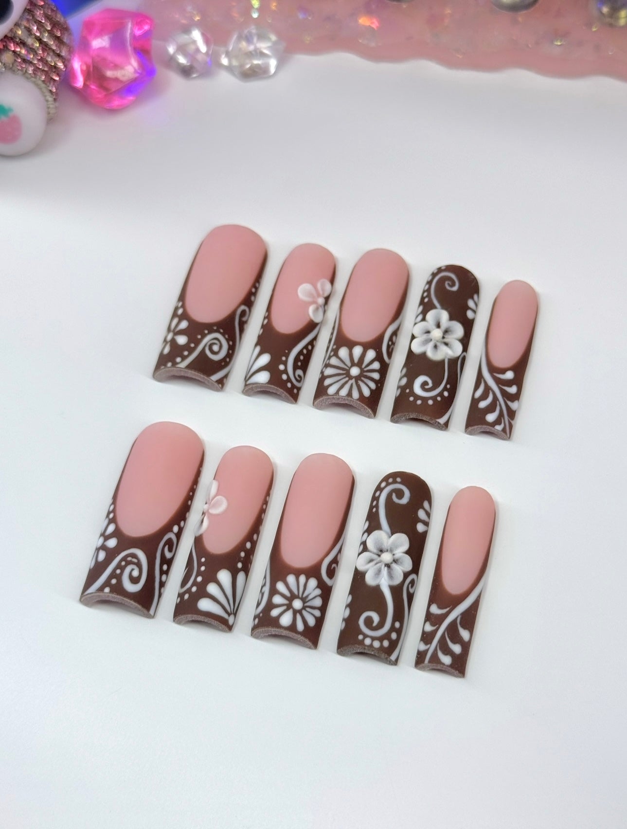 Acrylic Baddie Brown Elegant Fall/Autumn Press On Nails