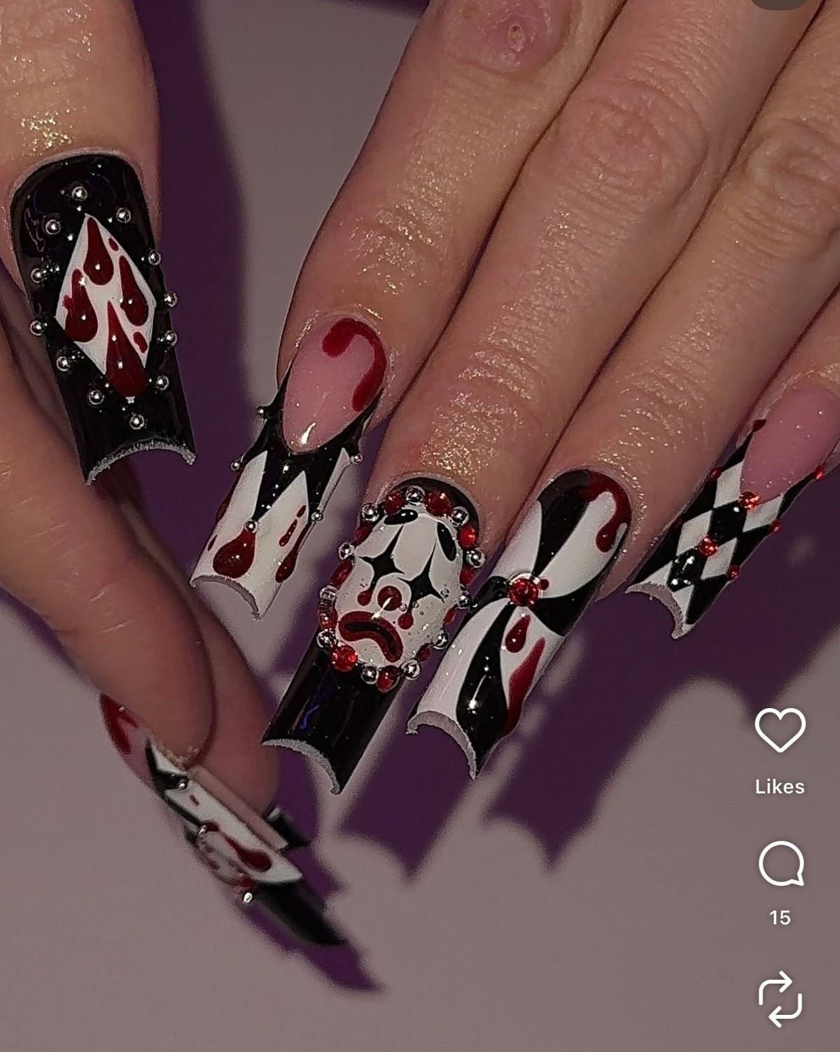 Acrylic Cute & Spooky Halloween Clown White & Black Press Ons